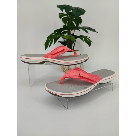 Clarks Women's Sea Breeze Bright Pink Flip Flop Thong Sandals Size 10M US - Picture 1 of 8